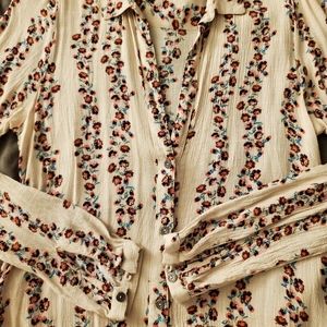 Free People Long Sleeve Floral Tunic Dress with Ruffle Hem